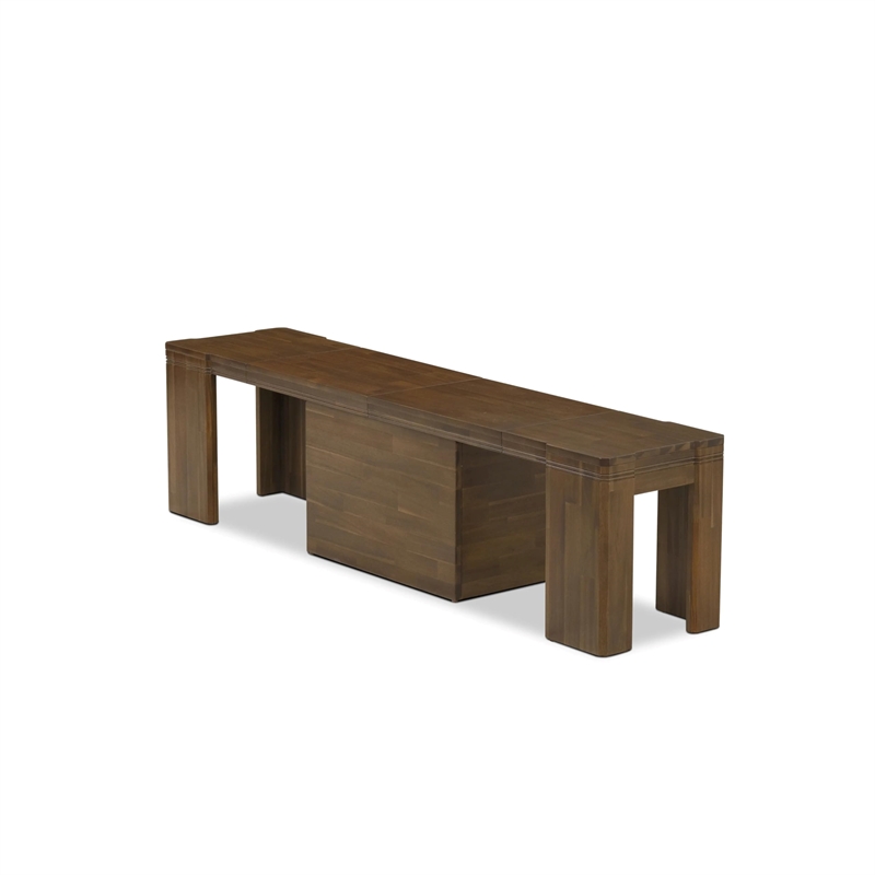 East West Furniture Xtenczar Extendable Modern Bench in Walnut Finish