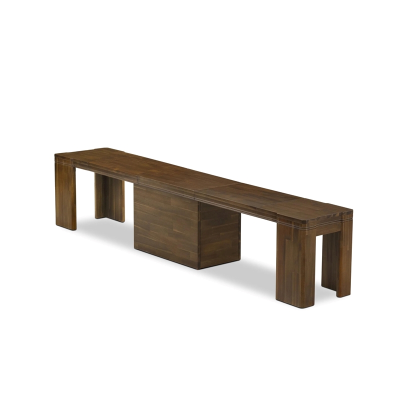 East West Furniture Xtenczar Extendable Modern Bench in Walnut Finish