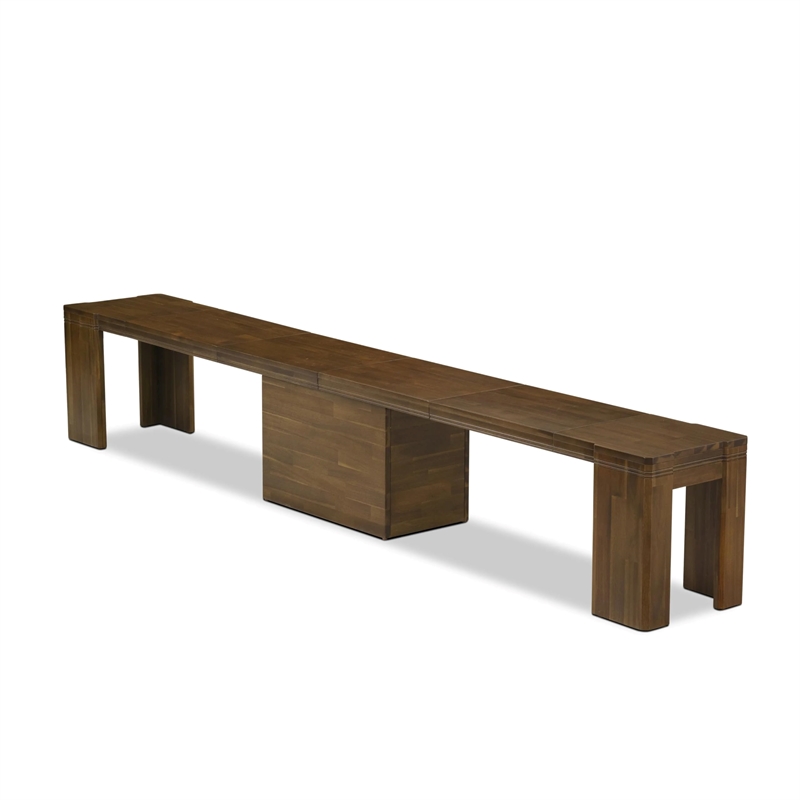East West Furniture Xtenczar Extendable Modern Bench in Walnut Finish