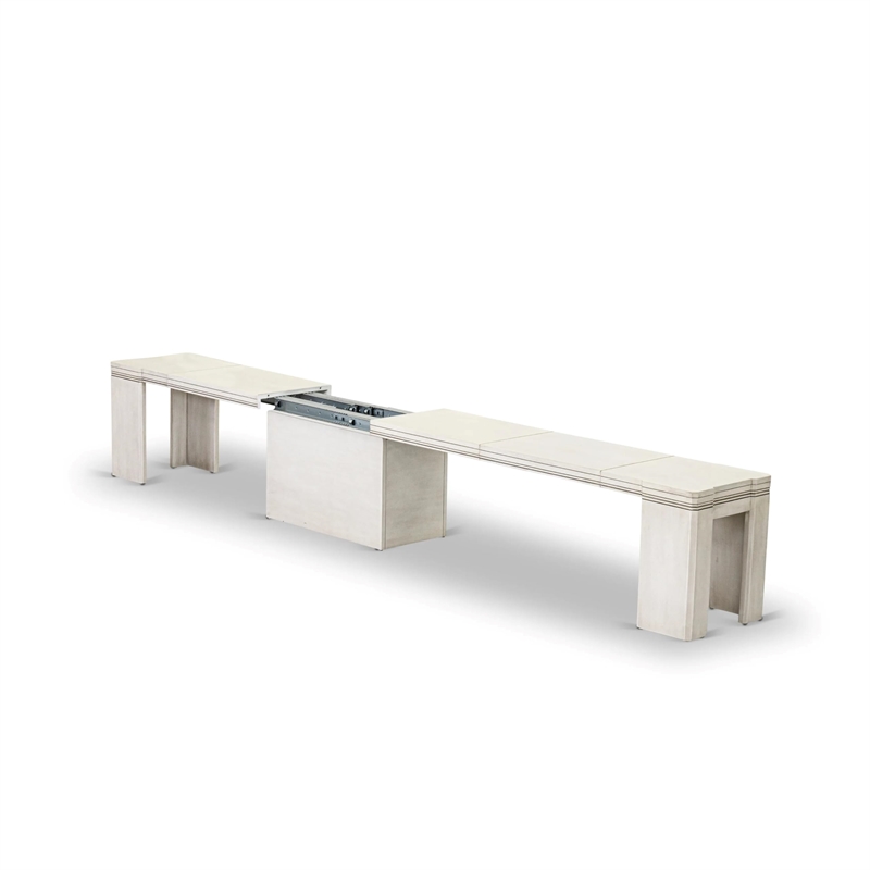East West Furniture Xtenczar Extendable Modern Bench in White Finish