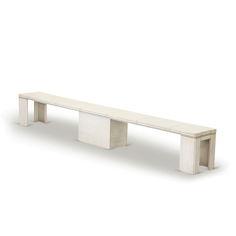 East West Furniture Xtenczar Extendable Modern Bench in White Finish