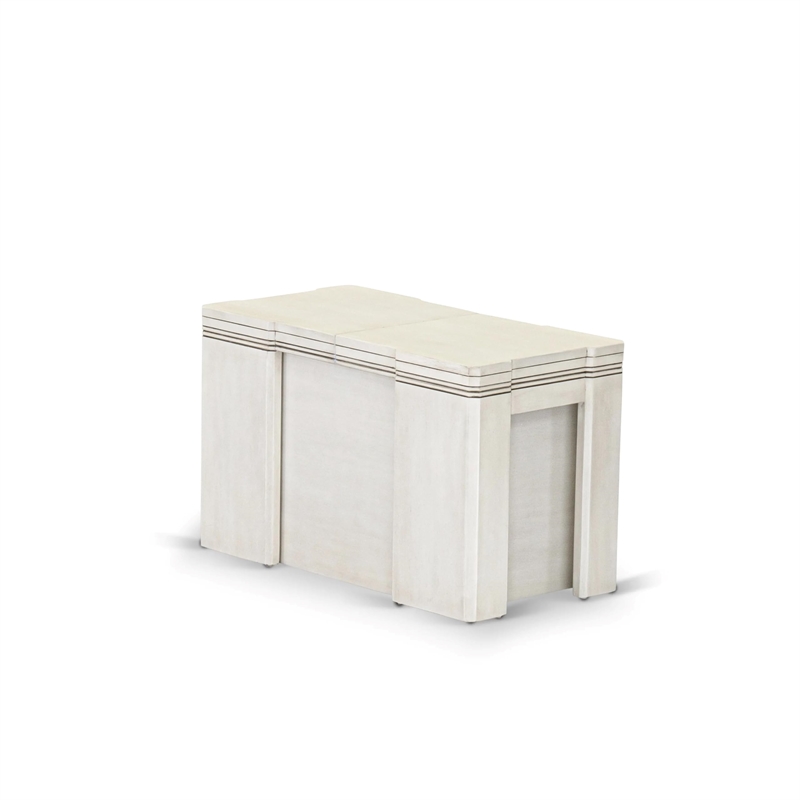 East West Furniture Xtenczar Extendable Modern Bench in White Finish