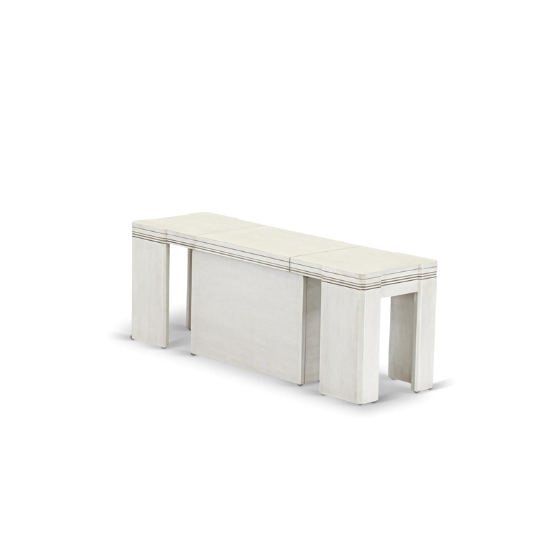 East West Furniture Xtenczar Extendable Modern Bench in White Finish