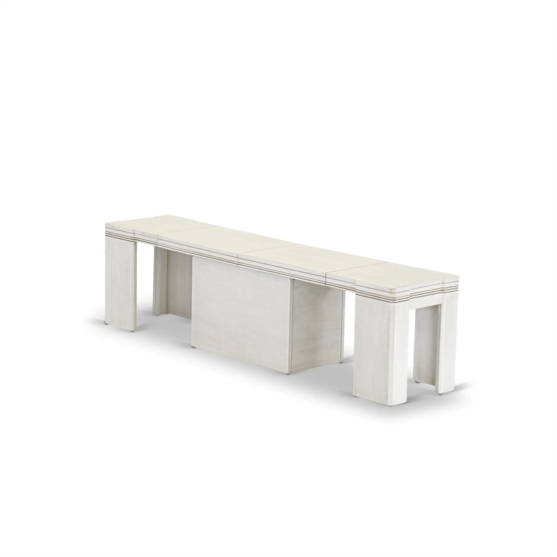 East West Furniture Xtenczar Extendable Modern Bench in White Finish