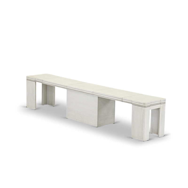 East West Furniture Xtenczar Extendable Modern Bench in White Finish
