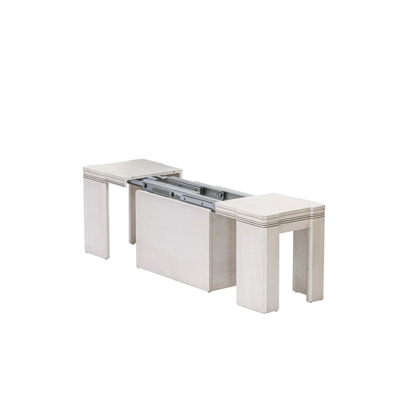 East West Furniture Xtenczar Extendable Modern Bench in White Finish