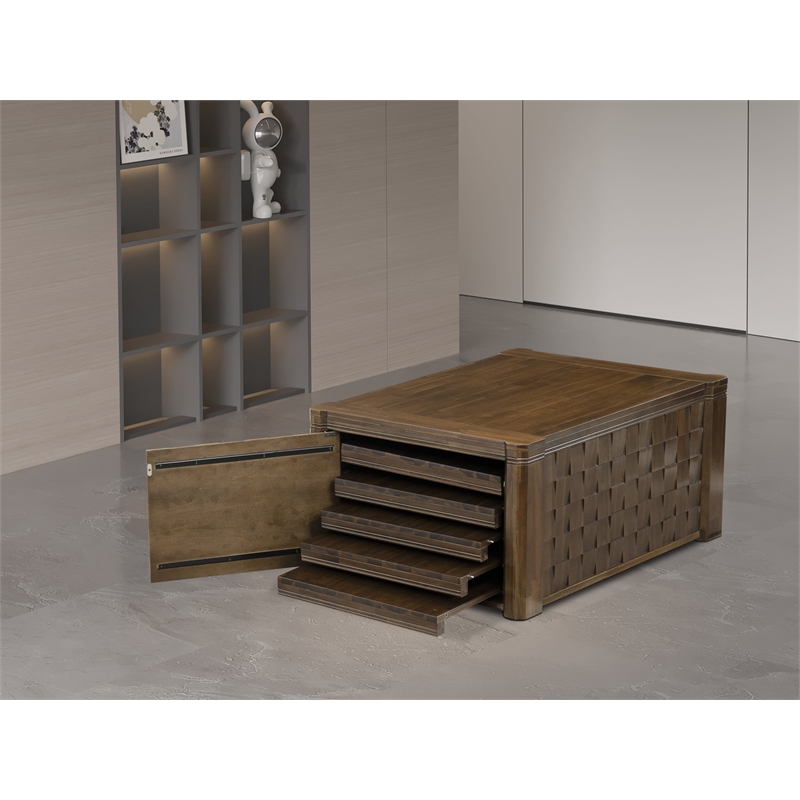East West Furniture Xtenczar Expandable Coffee Table in Walnut Finish