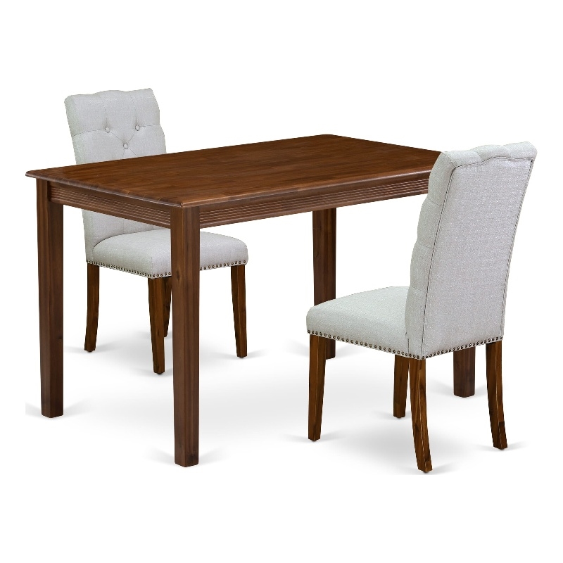East West Furniture Yarmouth 3 Piece Dinette Set in Walnut Finish
