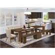 East West Furniture Xtenczar 9-Piece Extendable Dining Set in Walnut Finish