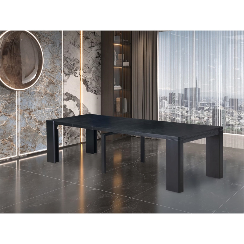 East West Furniture Xtenczar Dining Room Table in Black Finish