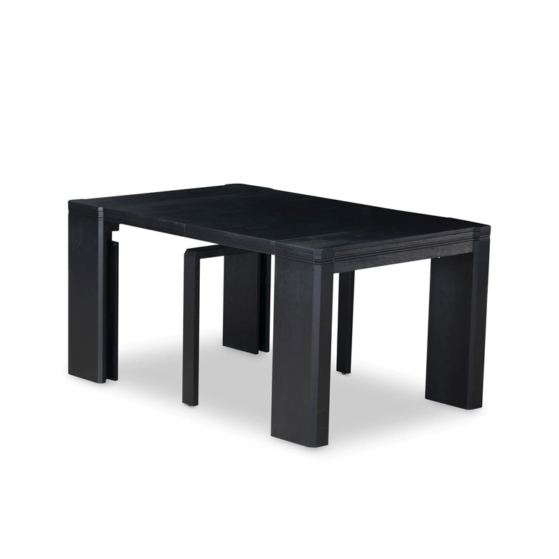 East West Furniture Xtenczar Dining Room Table in Black Finish