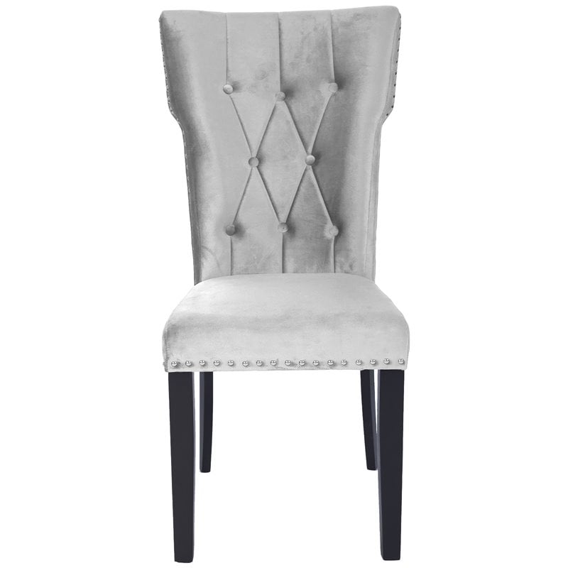 Better Home Products La Costa Velvet Tufted Dining Chair Set of 2 in Gray