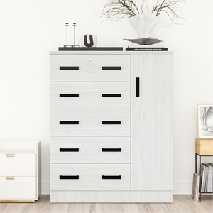 Better Home Products JCF Sofie 5 Drawer Wooden Tall Chest Wardrobe in White