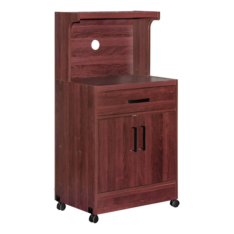 Better Home Products Shelby Kitchen Wooden Microwave Cart in Mahogany