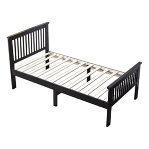 Better Home Products Jassmine 42 x 79&quot Pine Wood Twin Platform Bed in Black