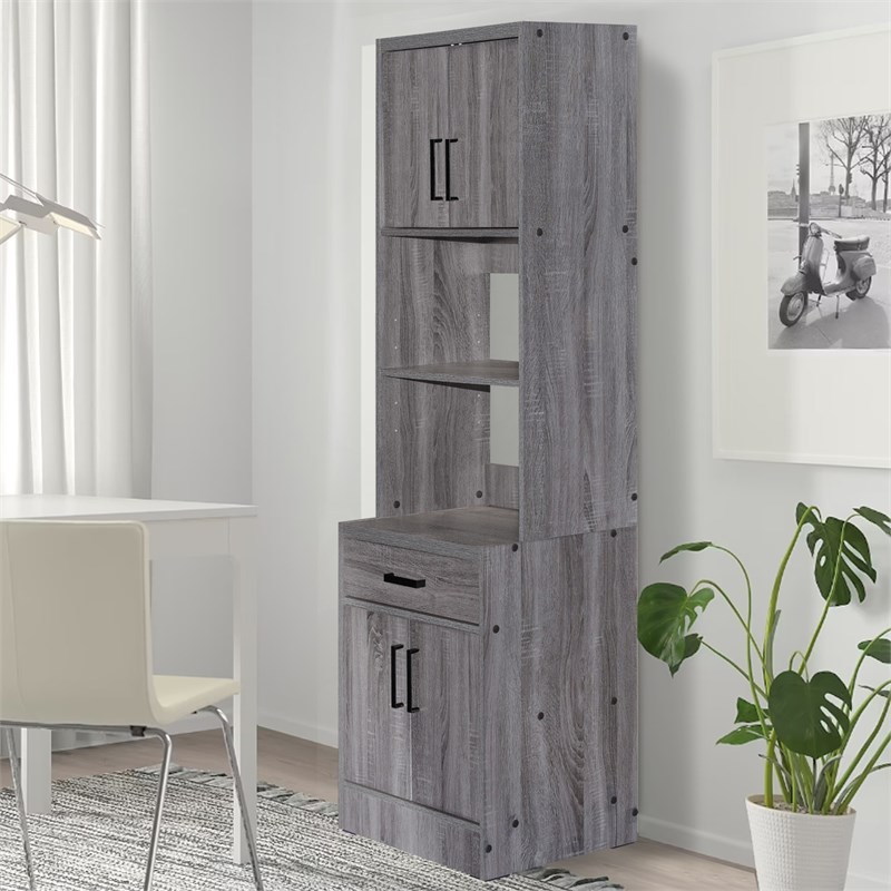 Better Home Products Shelby Tall Wooden Kitchen Pantry in Gray