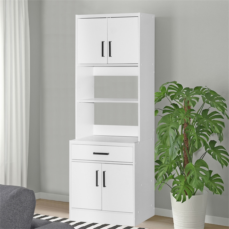 Better Home Products Shelby Tall Wooden Kitchen Pantry in White