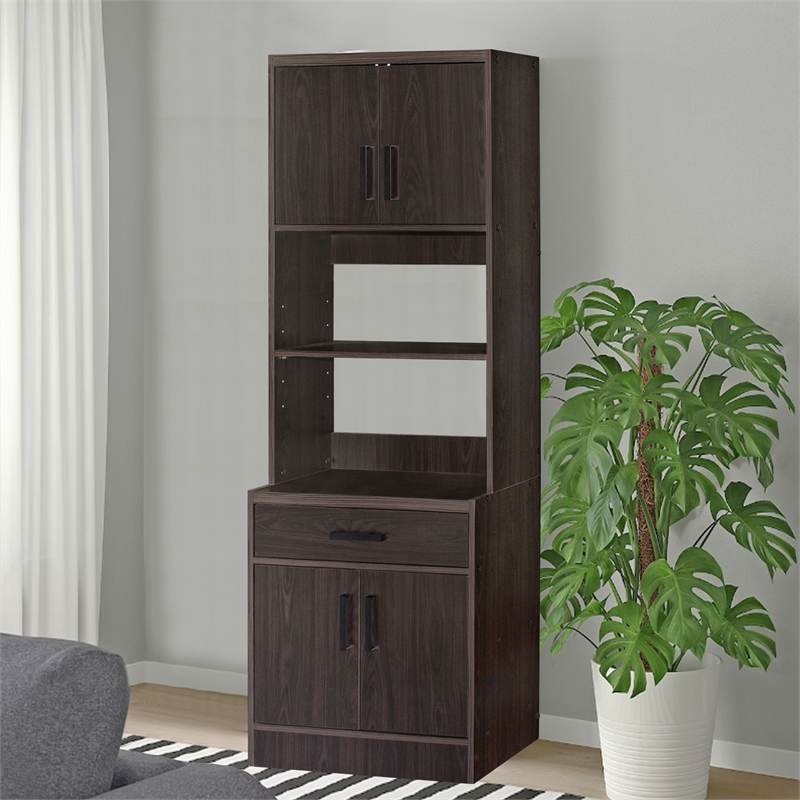 Better Home Products Shelby Tall Wooden Kitchen Pantry in Tobacco