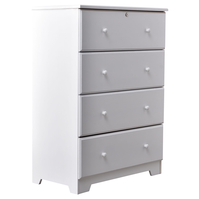 Better Home Products Isabela Solid Pine Wood 4 Drawer Chest Dresser in White