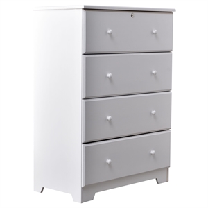Better Home Products Isabela Solid Pine Wood 4 Drawer Chest Dresser in White