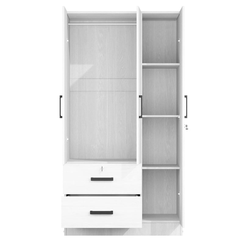 Better Home Products Symphony Wardrobe Armoire Closet with Two Drawers in White