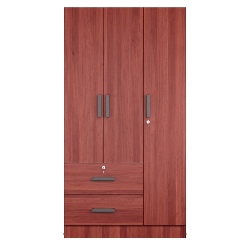 Better Home Products Symphony Wardrobe Armoire Closet with Two Drawers Mahogany