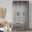 Better Home Products Symphony Wardrobe Armoire Closet with Two Drawers in Gray