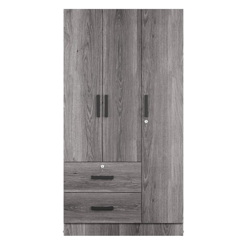 Better Home Products Symphony Wardrobe Armoire Closet with Two Drawers in Gray