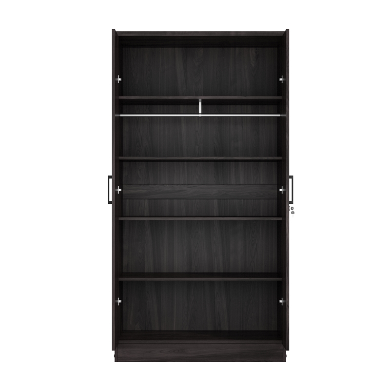 Better Home Products Harmony Wood Two Door Armoire Wardrobe Cabinet in Tobacco
