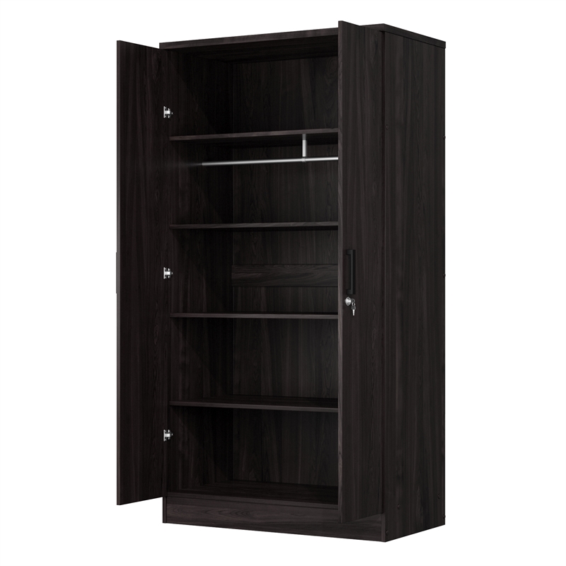 Better Home Products Harmony Wood Two Door Armoire Wardrobe Cabinet in Tobacco