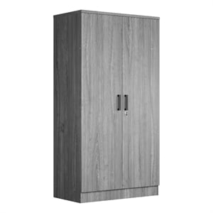 Better Home Products Harmony Wood Two Door Armoire Wardrobe Cabinet in Gray