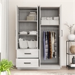 Better Home Products Luna Modern Wood 4 Doors 2 Drawers Armoire in White