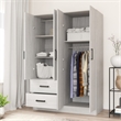 Better Home Products Luna Modern Wood 4 Doors 2 Drawers Armoire in White