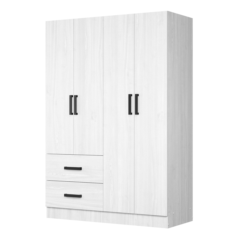 Better Home Products Luna Modern Wood 4 Doors 2 Drawers Armoire in White