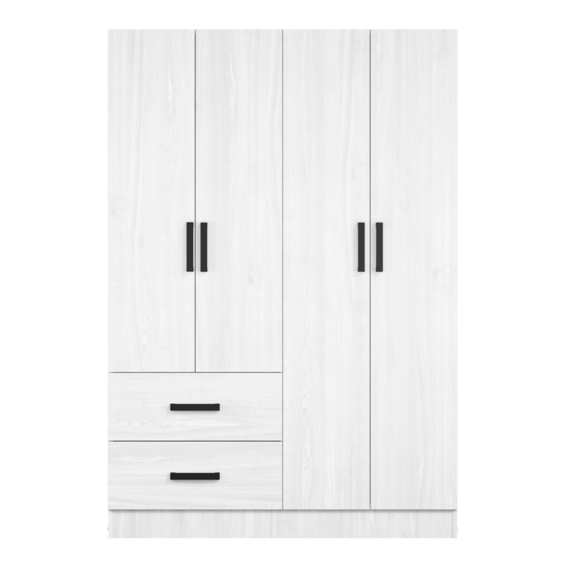 Better Home Products Luna Modern Wood 4 Doors 2 Drawers Armoire in White