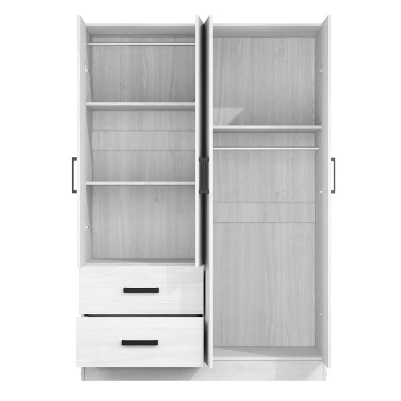 Better Home Products Luna Modern Wood 4 Doors 2 Drawers Armoire in White