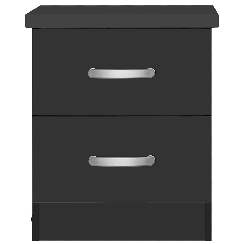 Better Home Products Cindy Faux Wood 2 Drawer Nightstand in Black