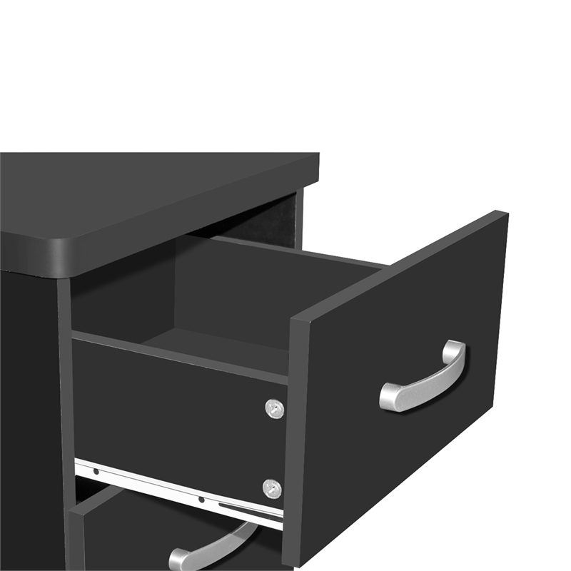 Better Home Products Cindy Faux Wood 2 Drawer Nightstand in Black