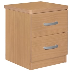 Better Home Products Cindy Faux Wood 2 Drawer Nightstand in Beech