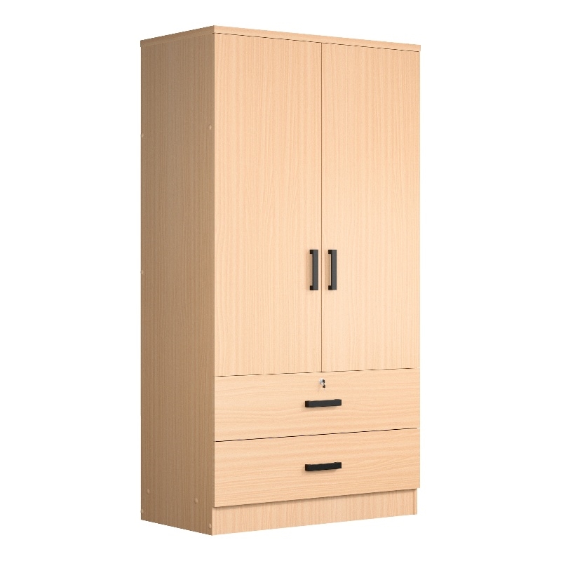 Better Home Products Grace Wood 2-Door Wardrobe Armoire with 2-Drawers in Maple