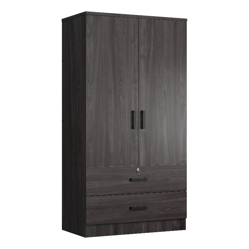Better Home Products Grace Wood 2-Door Wardrobe Armoire with 2-Drawers Tobacco