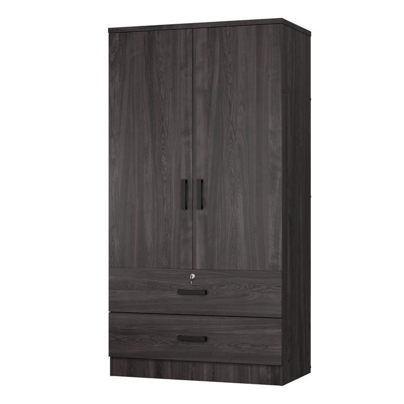 Better Home Products Grace Wood 2-Door Wardrobe Armoire with 2-Drawers Tobacco