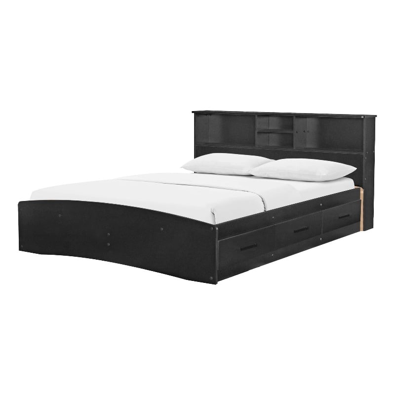 Better Home Products California Wooden Full Captains Bed in Black