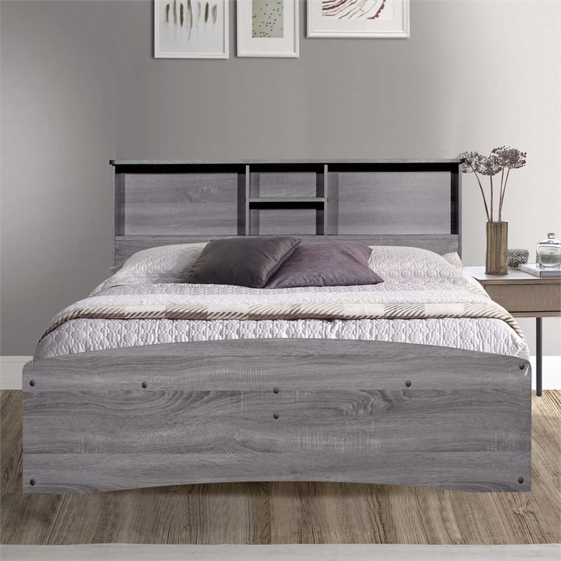 Better Home Products California Wooden Full Captains Bed in Gray
