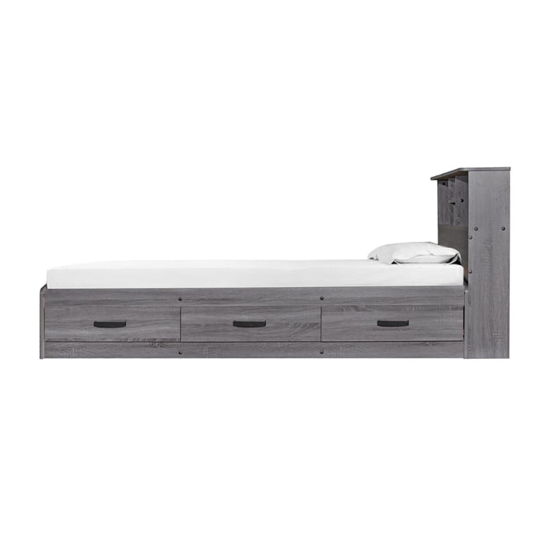 Better Home Products California Wooden Full Captains Bed in Gray