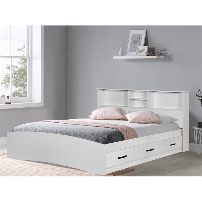 Better Home Products California Wooden Full Captains Bed in White