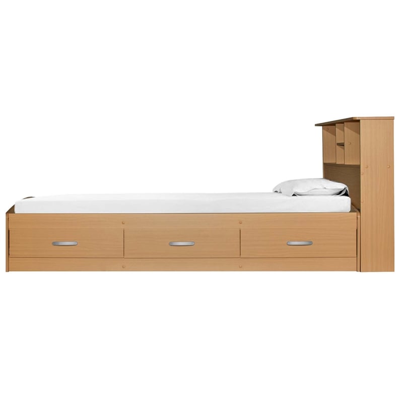 Better Home Products California Wooden Full Captains Bed in Beech (Maple)
