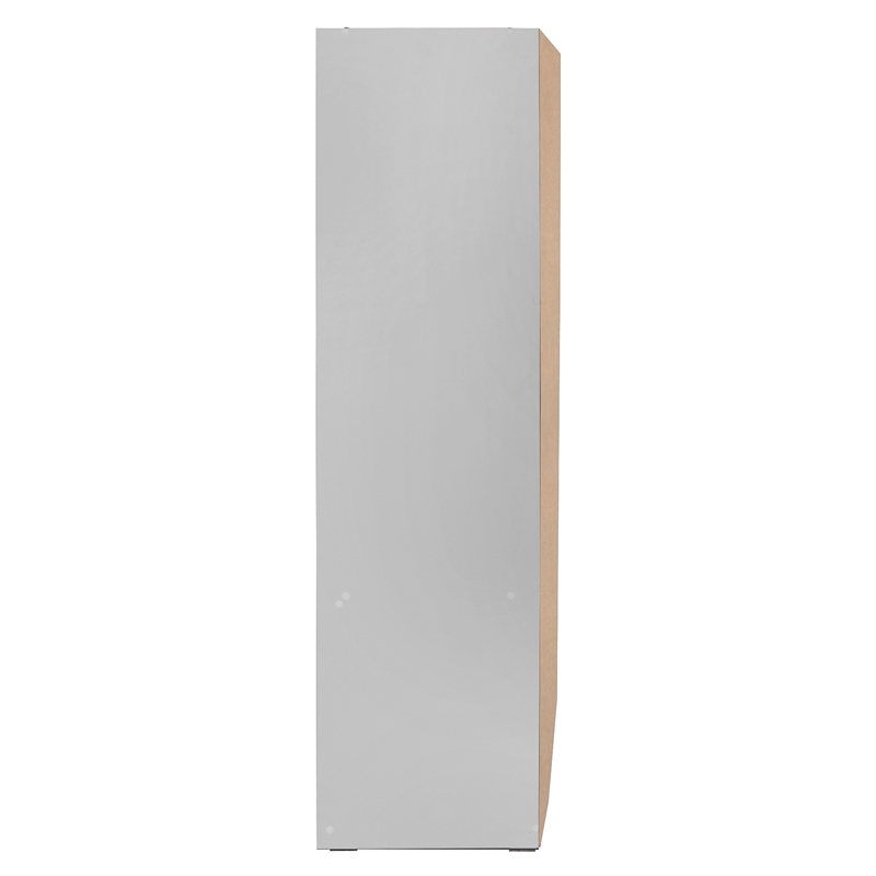Better Home Products Sarah Double Sliding Door Armoire with Mirror in Light Gray