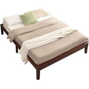 Better Home Products Stella 58 x 80&quot Wood Full Platform Bed Frame in Mahogany