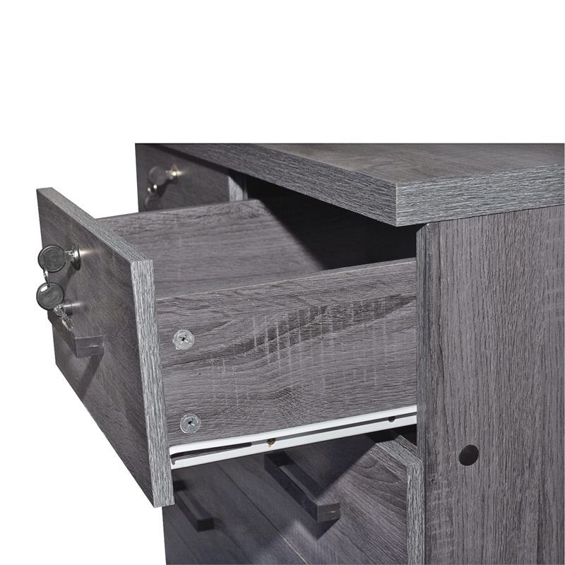 Better Home Products Cindy 7 Drawer Chest Wooden Dresser with Lock in Gray